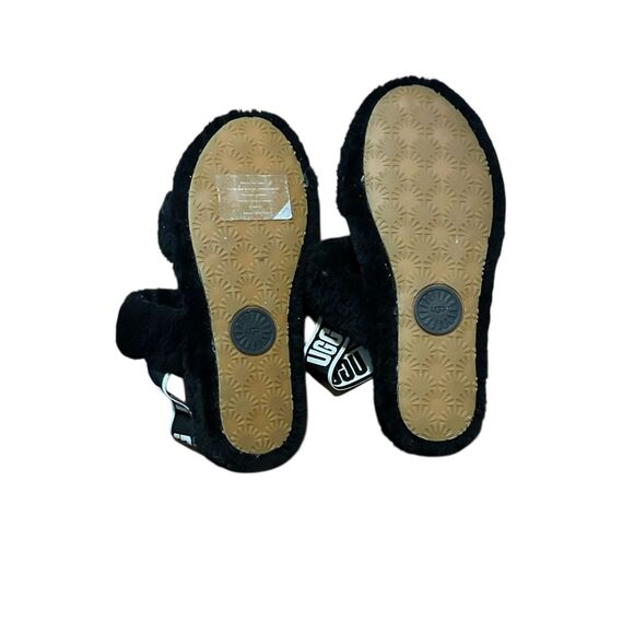 VERY NICE UGG Fluff Oh Yeah Slide black Sheepskin Slipper Shoes Women's Size 9 G - Picture 9 of 10